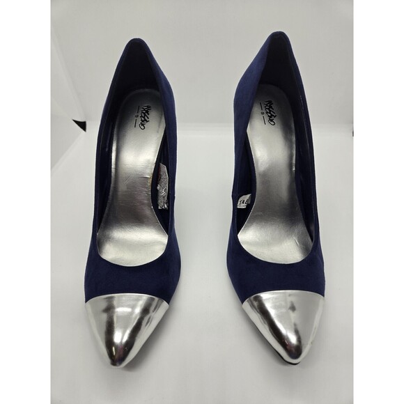 Mossimo High Heels Size 6 Blue With Silver Pointed Toe - Picture 1 of 10